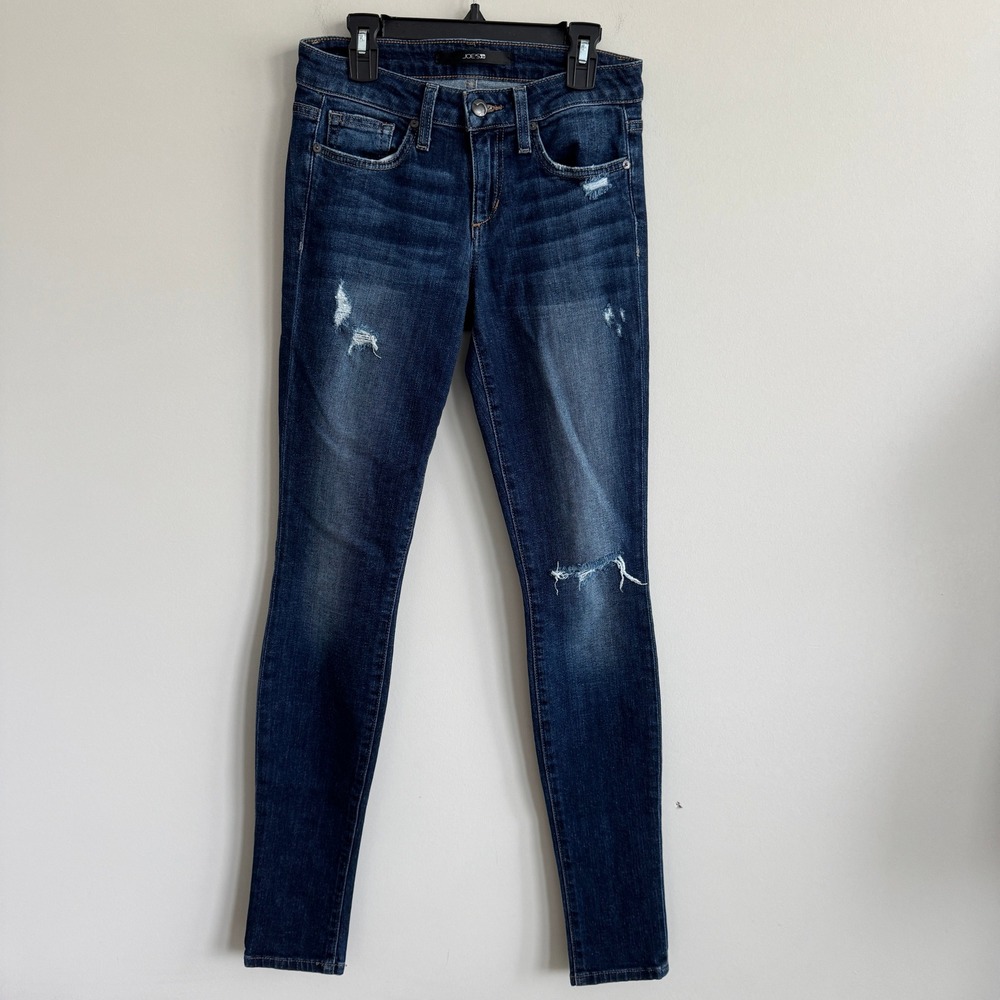 Joes Jeans Lucille The Skinny Fit Distressed Dark Wash Denim W25